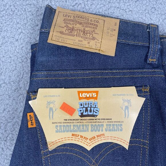 VTG Deadstock Levis Saddleman Jeans Womens 28x32 Raw Denim‎ USA Orange Tab 80s - Picture 3 of 16